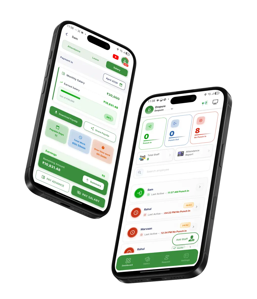 TotalX payroll mobile application screens